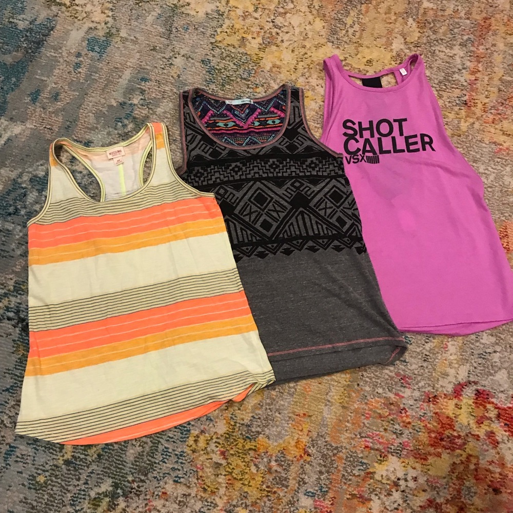 Maurices Victoria’s Secret Mossimo * 3pc Tank Lot EUC Small S Shot Caller Tribal